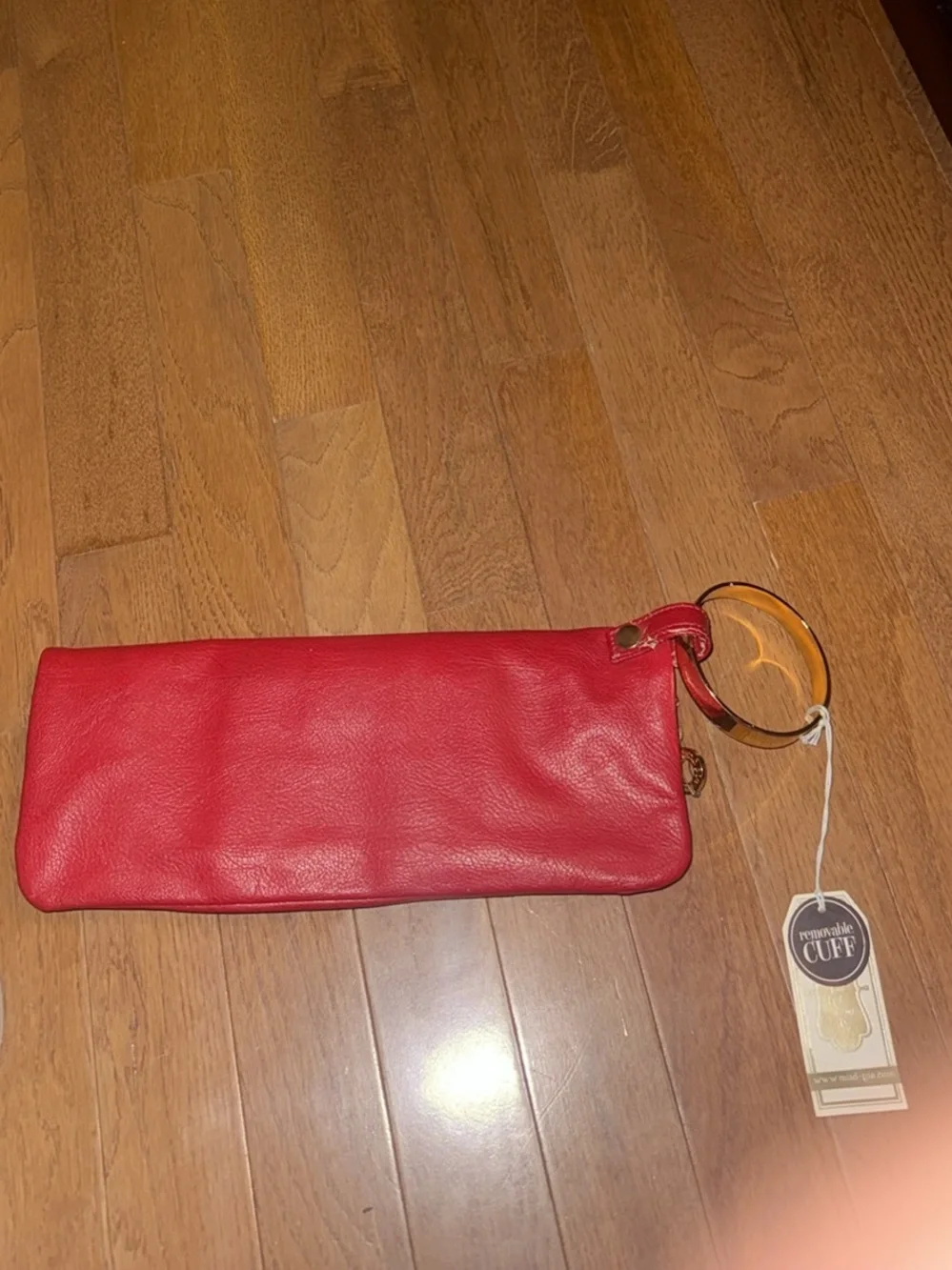 Mud Pie Red Zip Clutch with Polka Dot Lining